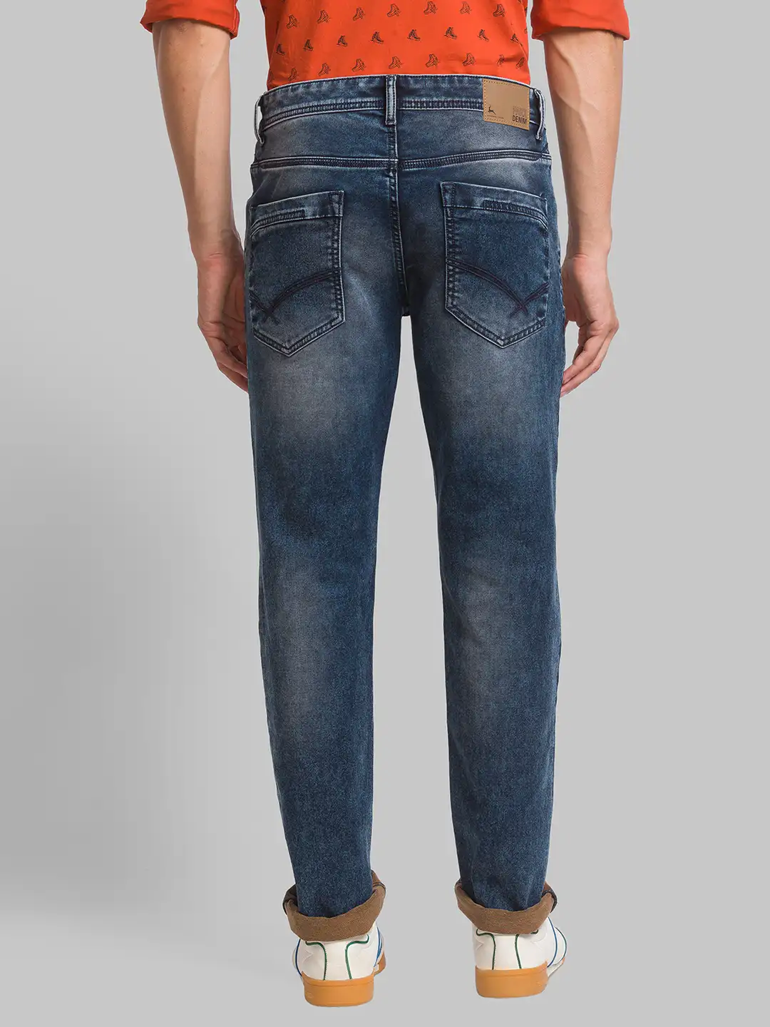 Parx Men Blue Jacquard Slim Tapered Fit Cotton Blend Jeans - Image 4