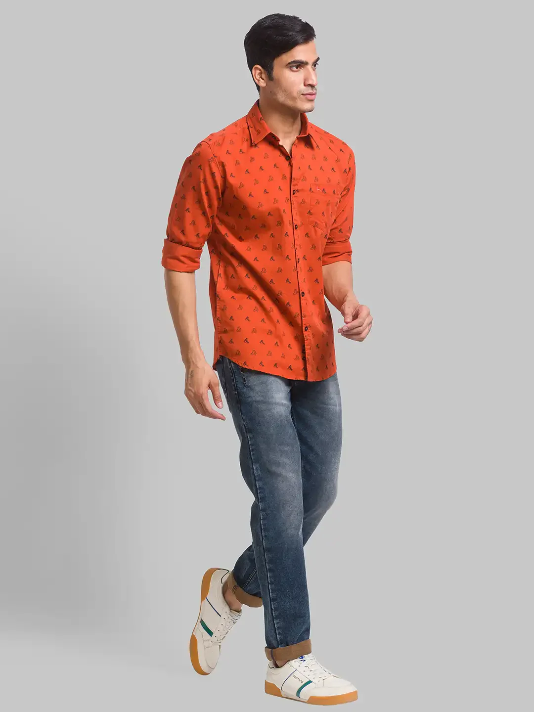 Parx Men Blue Jacquard Slim Tapered Fit Cotton Blend Jeans - Image 5
