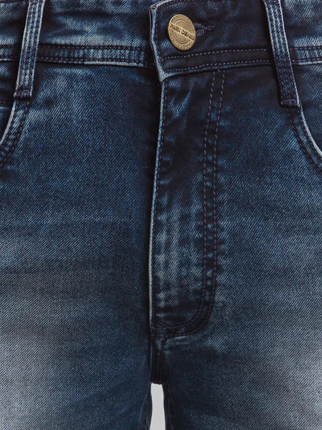 Parx Men Blue Jacquard Slim Tapered Fit Cotton Blend Jeans - Image 7