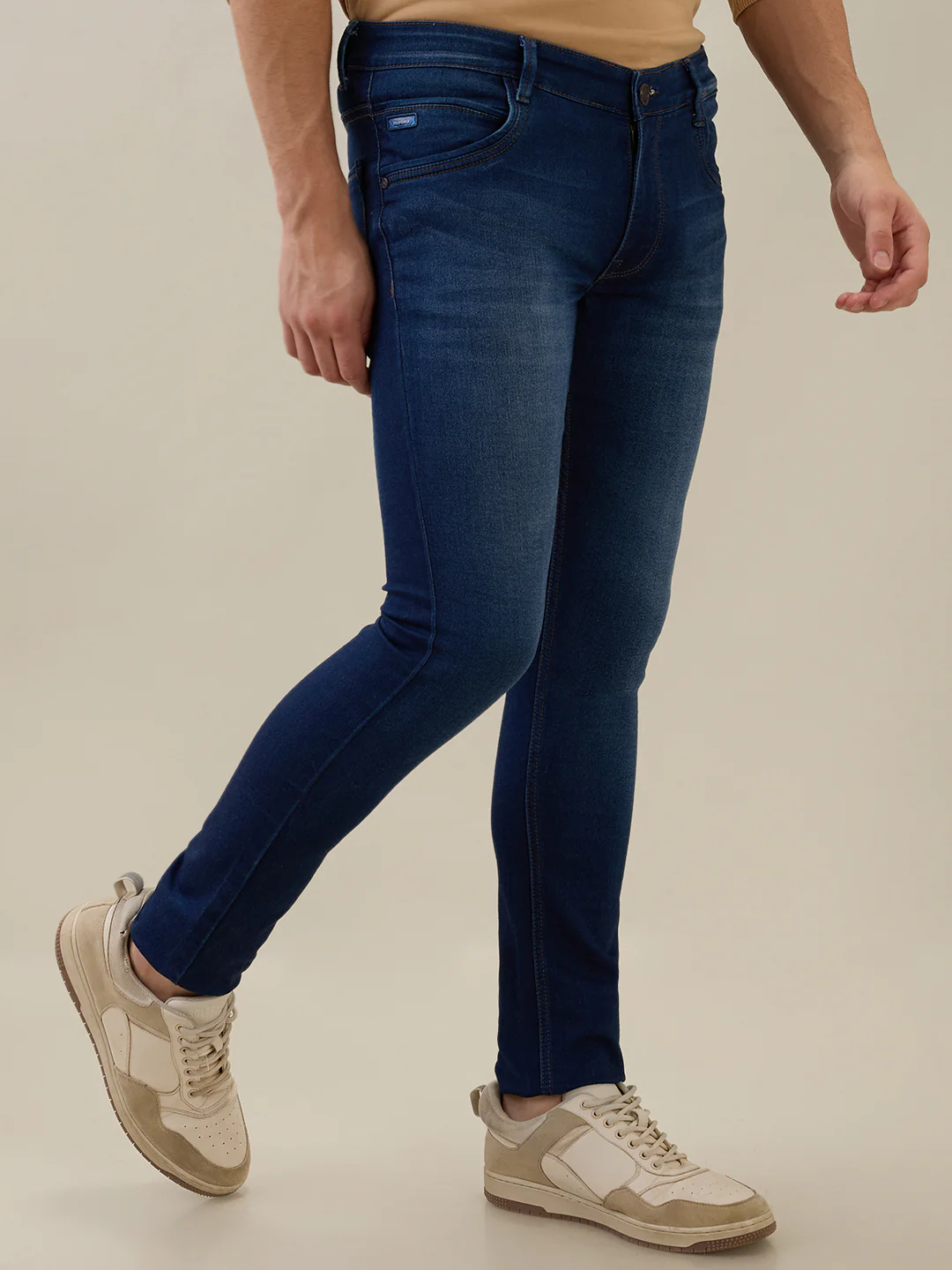 Parx Men Blue Knitted Low Rise Skinny Fit Cotton Blend Jeans - Image 2