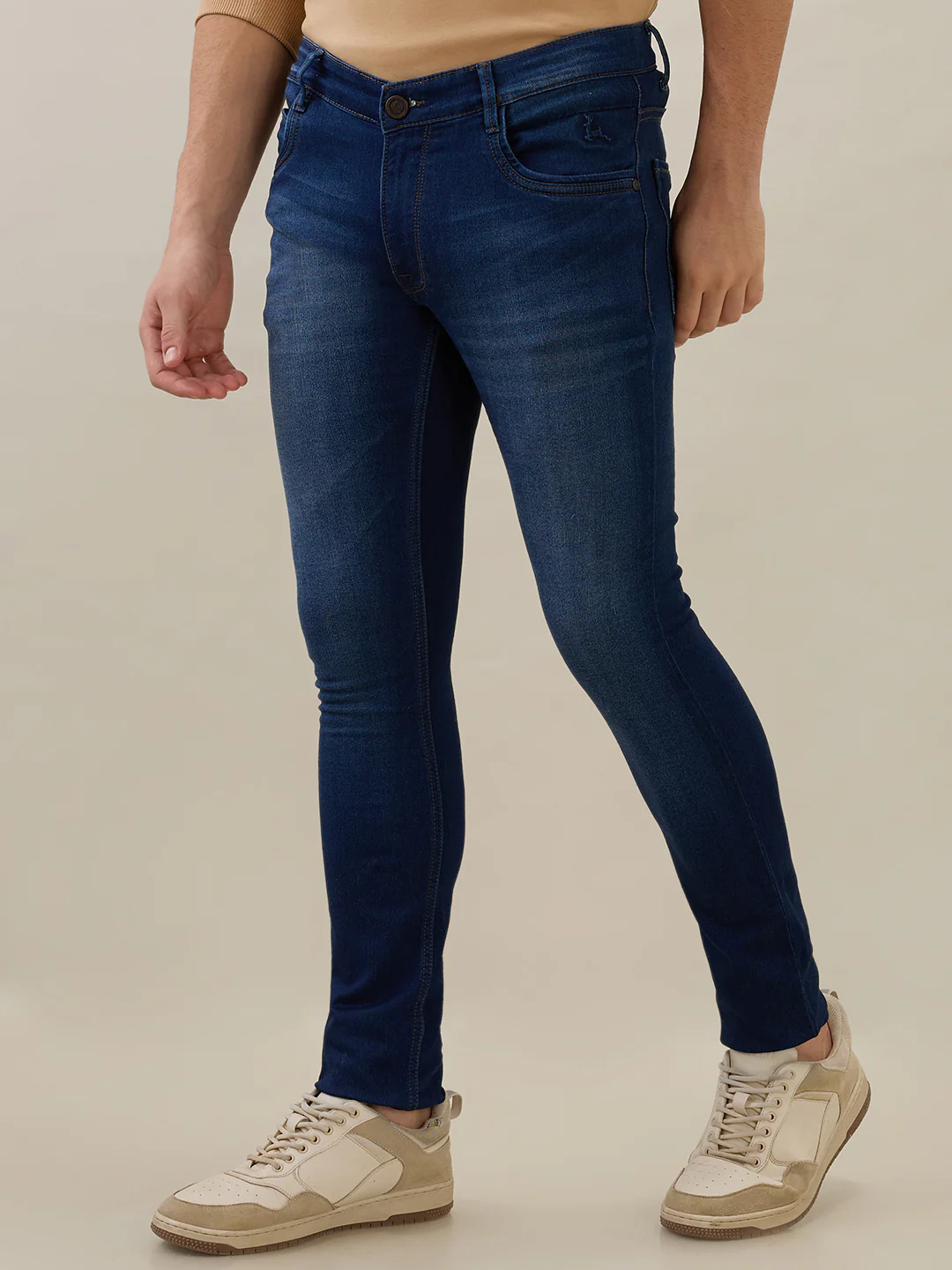 Parx Men Blue Knitted Low Rise Skinny Fit Cotton Blend Jeans - Image 3