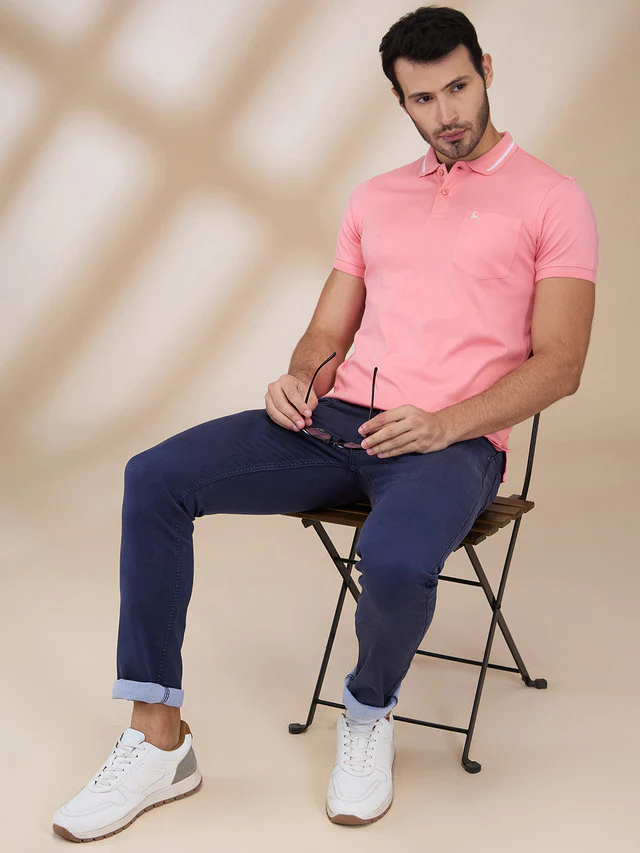 Parx Men Blue Knitted Low Rise Tapered Fit Cotton Blend Jeans - Image 2