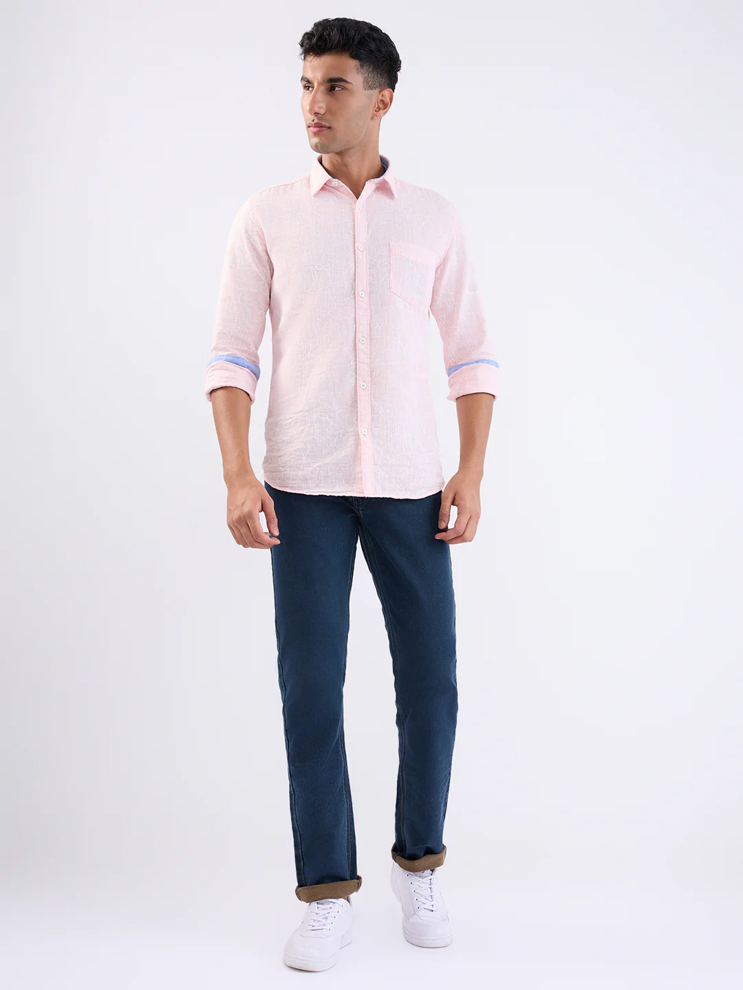 Parx Men Blue Knitted Low Rise Tapered Fit Cotton Blend Jeans - Image 5