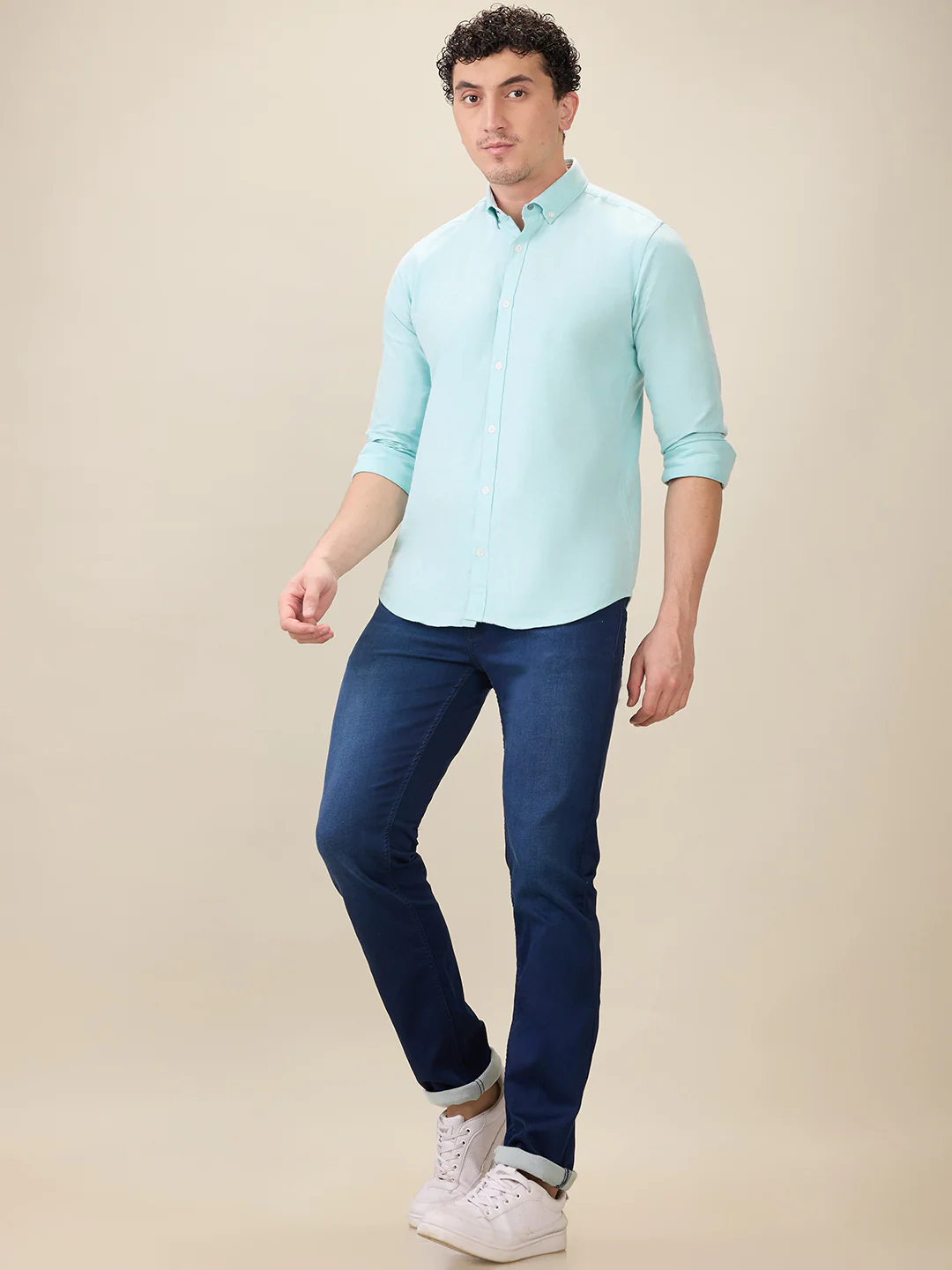 Parx Men Blue Knitted Low Rise Tapered Fit Cotton Blend Jeans - Image 5