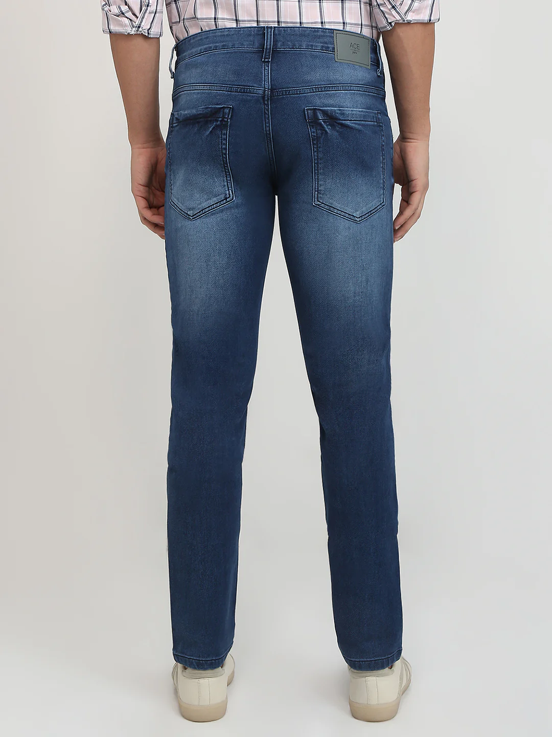 Parx Men Blue Knitted Low Rise Tapered Fit Cotton Blend Jeans - Image 4
