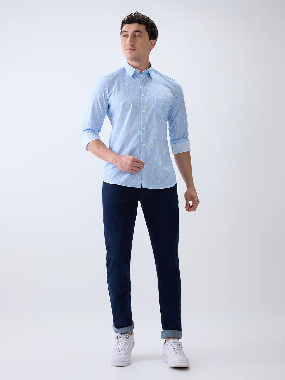 Parx Men Blue Knitted Low Rise Tapered Fit Cotton Blend Jeans - Image 5