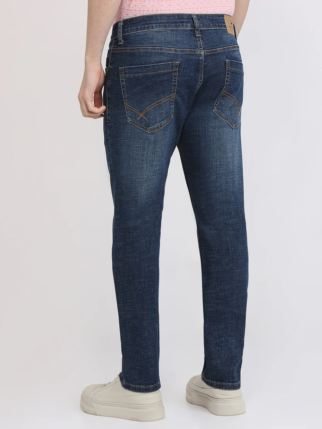 Parx Men Blue Knitted Low Rise Tapered Fit Cotton Blend Jeans - Image 4