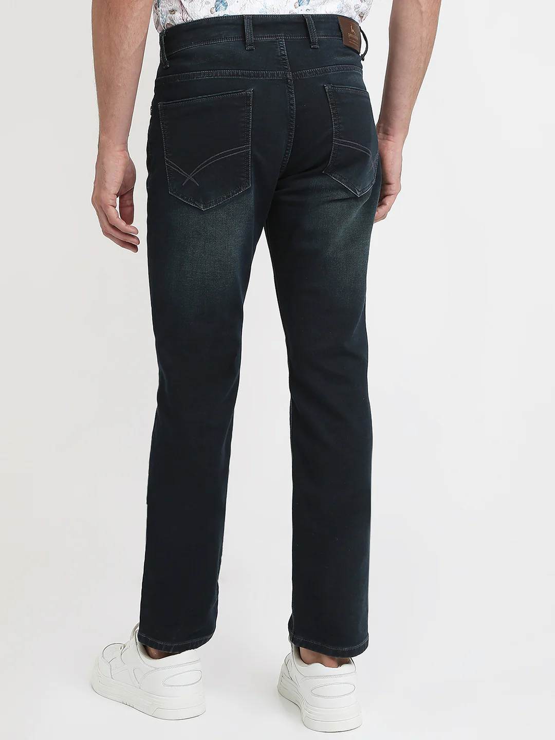 Parx Men Blue Knitted Mid Rise Straight Cotton Blend Jeans - Image 4