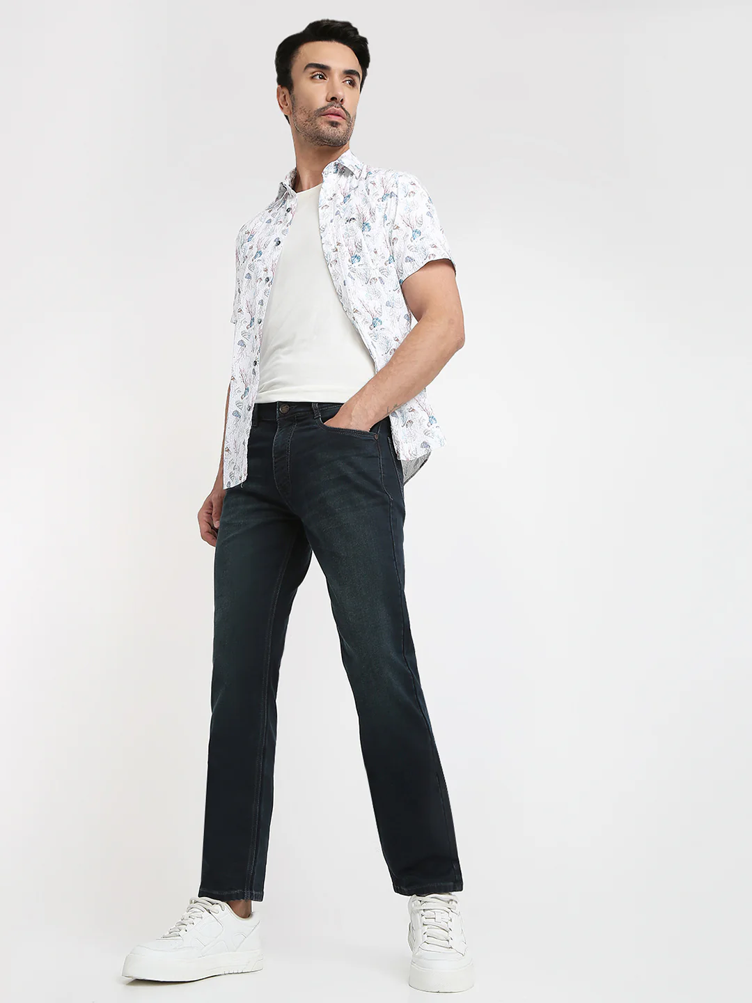 Parx Men Blue Knitted Mid Rise Straight Cotton Blend Jeans - Image 5