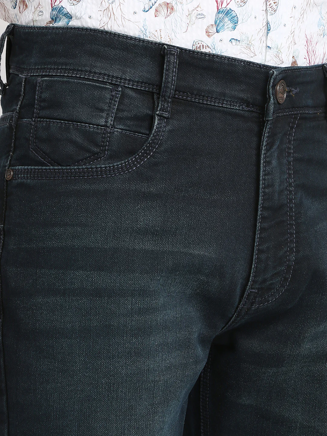 Parx Men Blue Knitted Mid Rise Straight Cotton Blend Jeans - Image 6