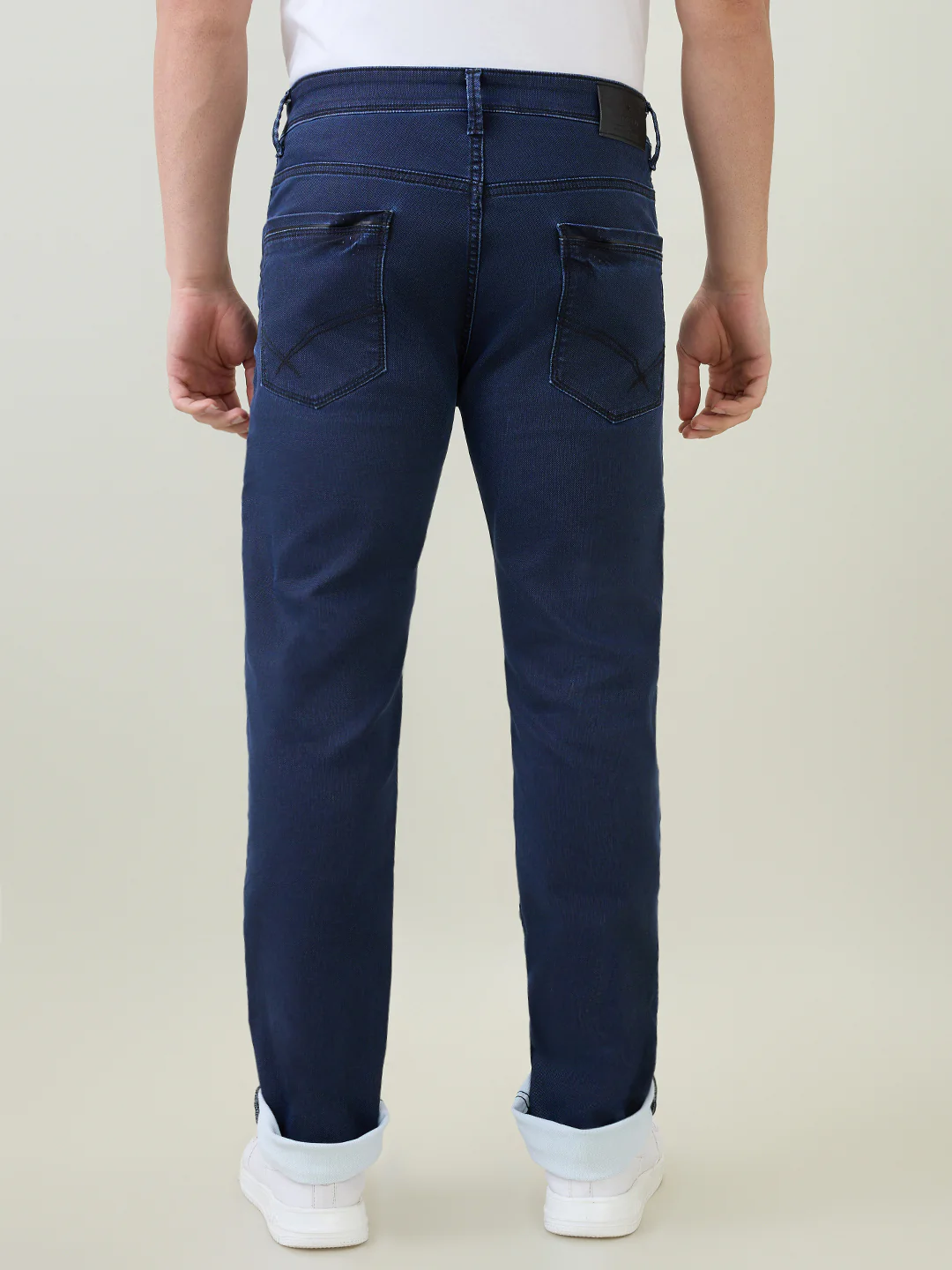 Parx Men Blue Knitted Slim Tapered Fit Cotton Blend Jeans - Image 4
