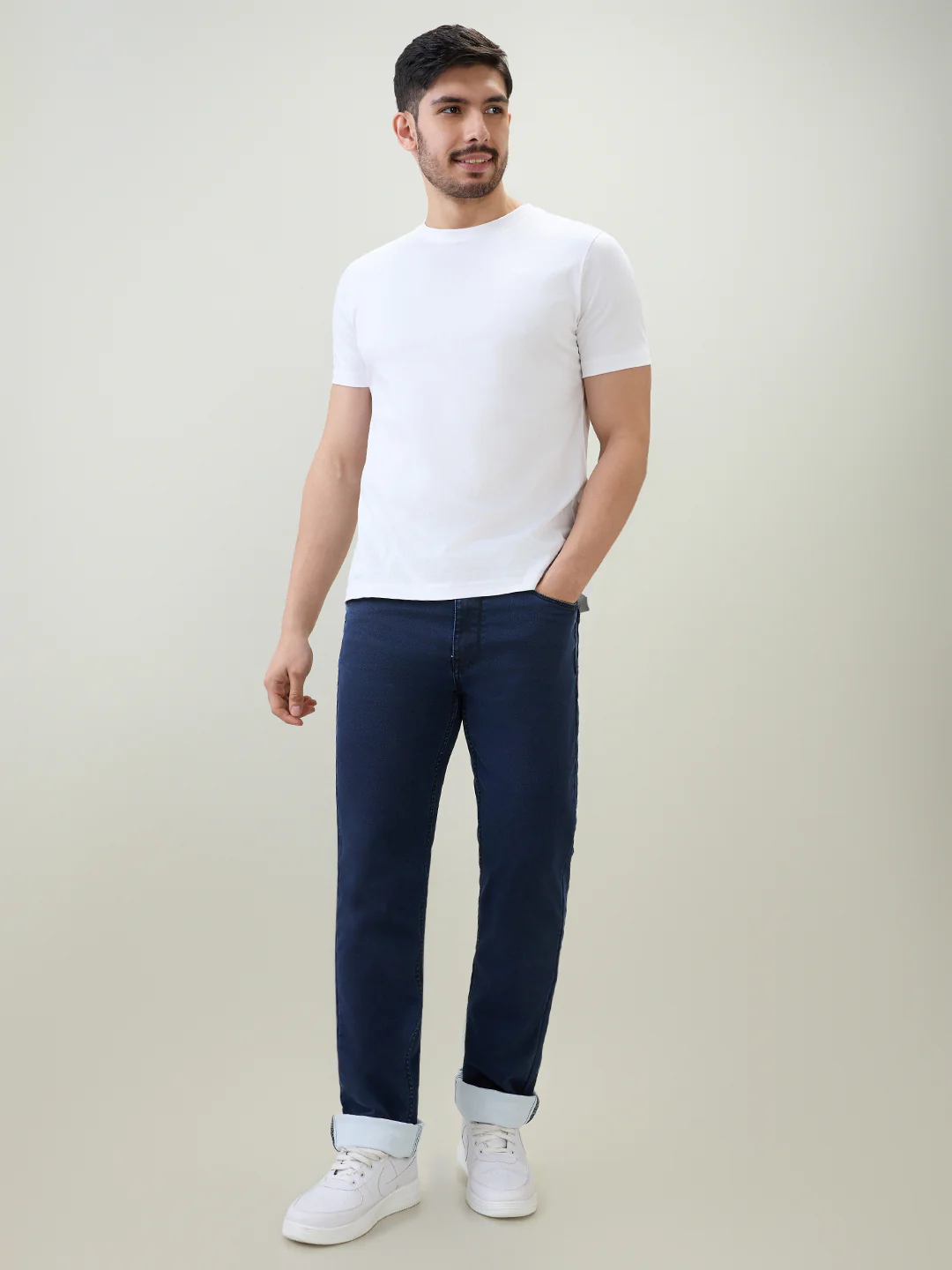 Parx Men Blue Knitted Slim Tapered Fit Cotton Blend Jeans - Image 5