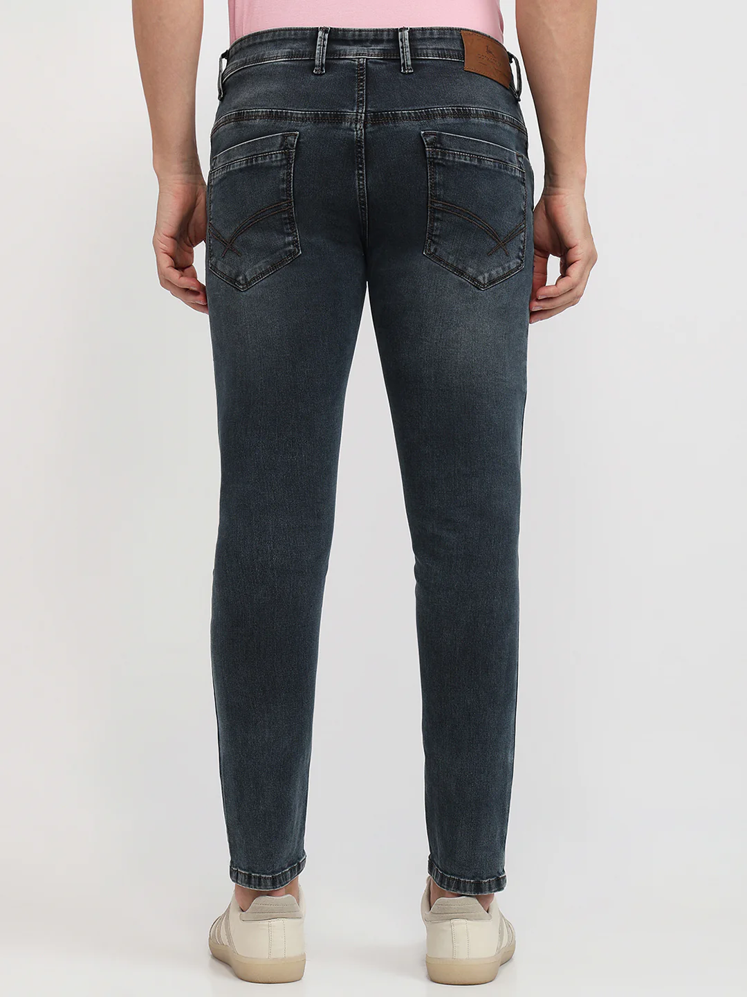 Parx Men Blue Knitted Slim Tapered Fit Cotton Blend Jeans - Image 4