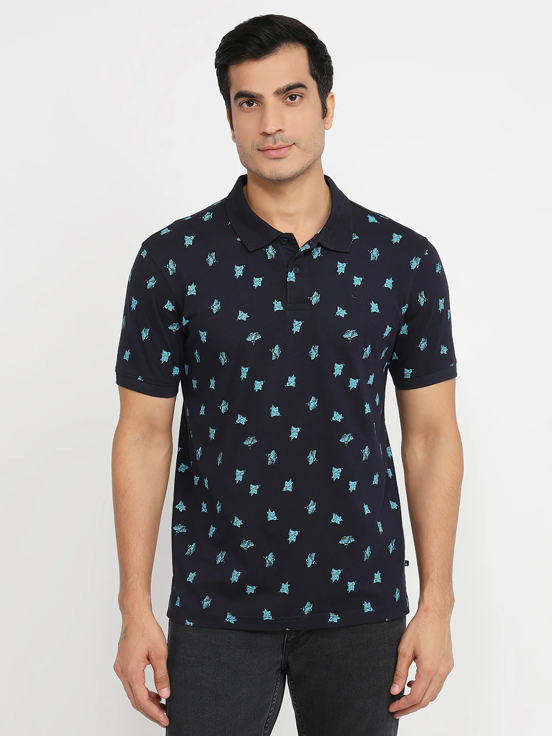 Parx Men Blue Print Regular Fit Cotton T-shirt