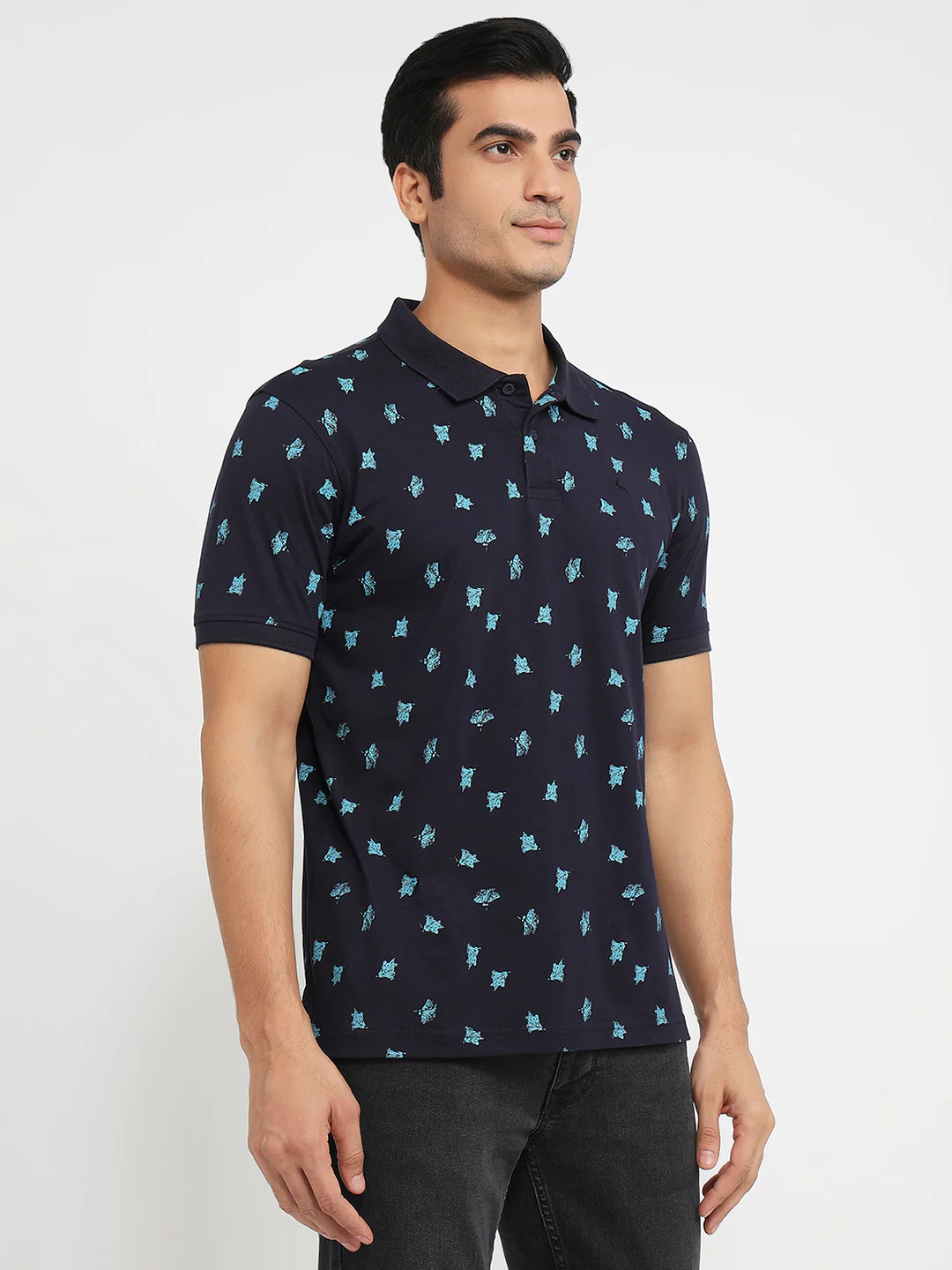 Parx Men Blue Print Regular Fit Cotton T-shirt - Image 3