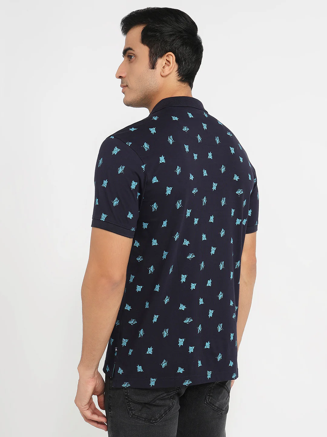 Parx Men Blue Print Regular Fit Cotton T-shirt - Image 4