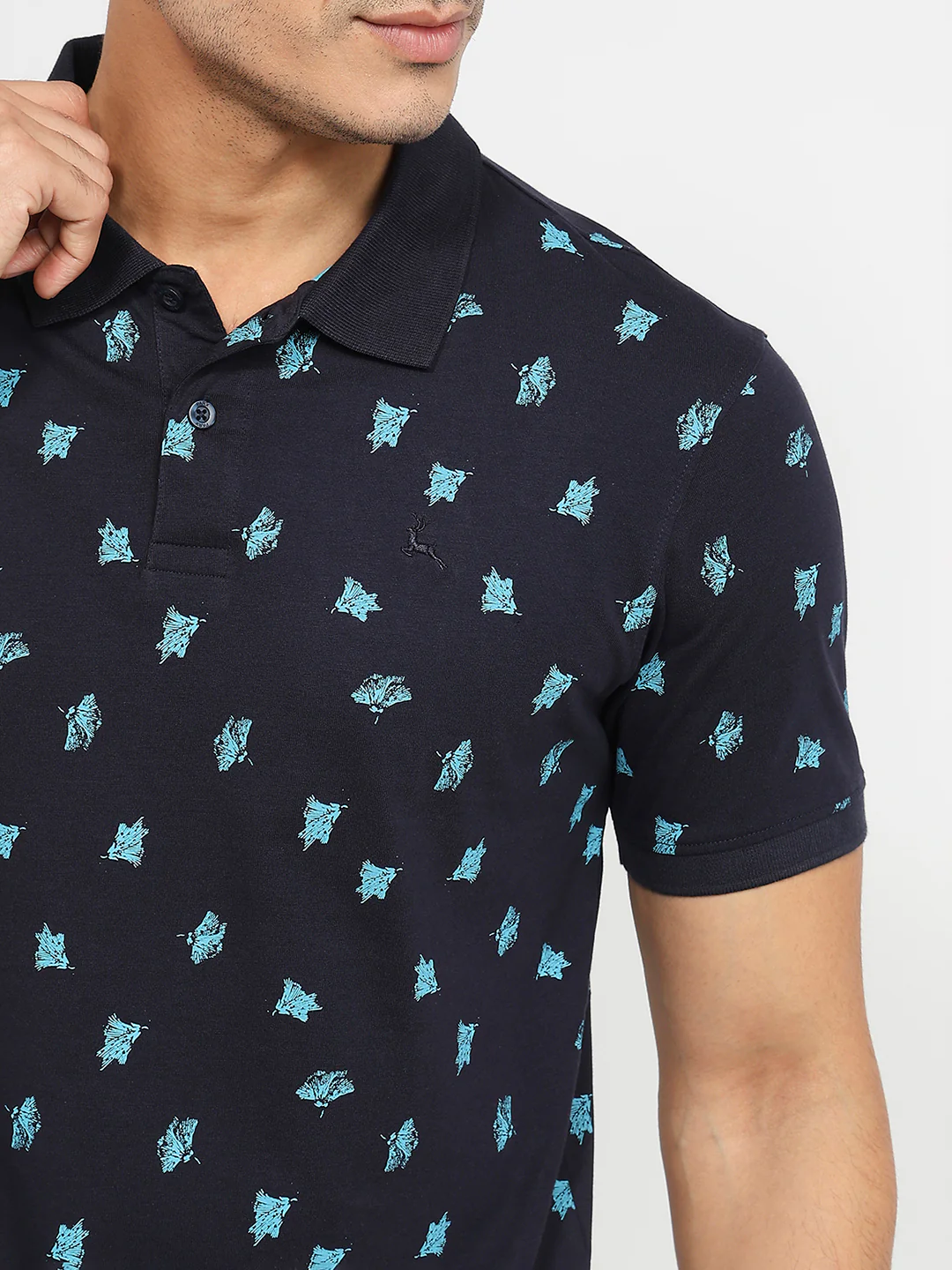 Parx Men Blue Print Regular Fit Cotton T-shirt - Image 6
