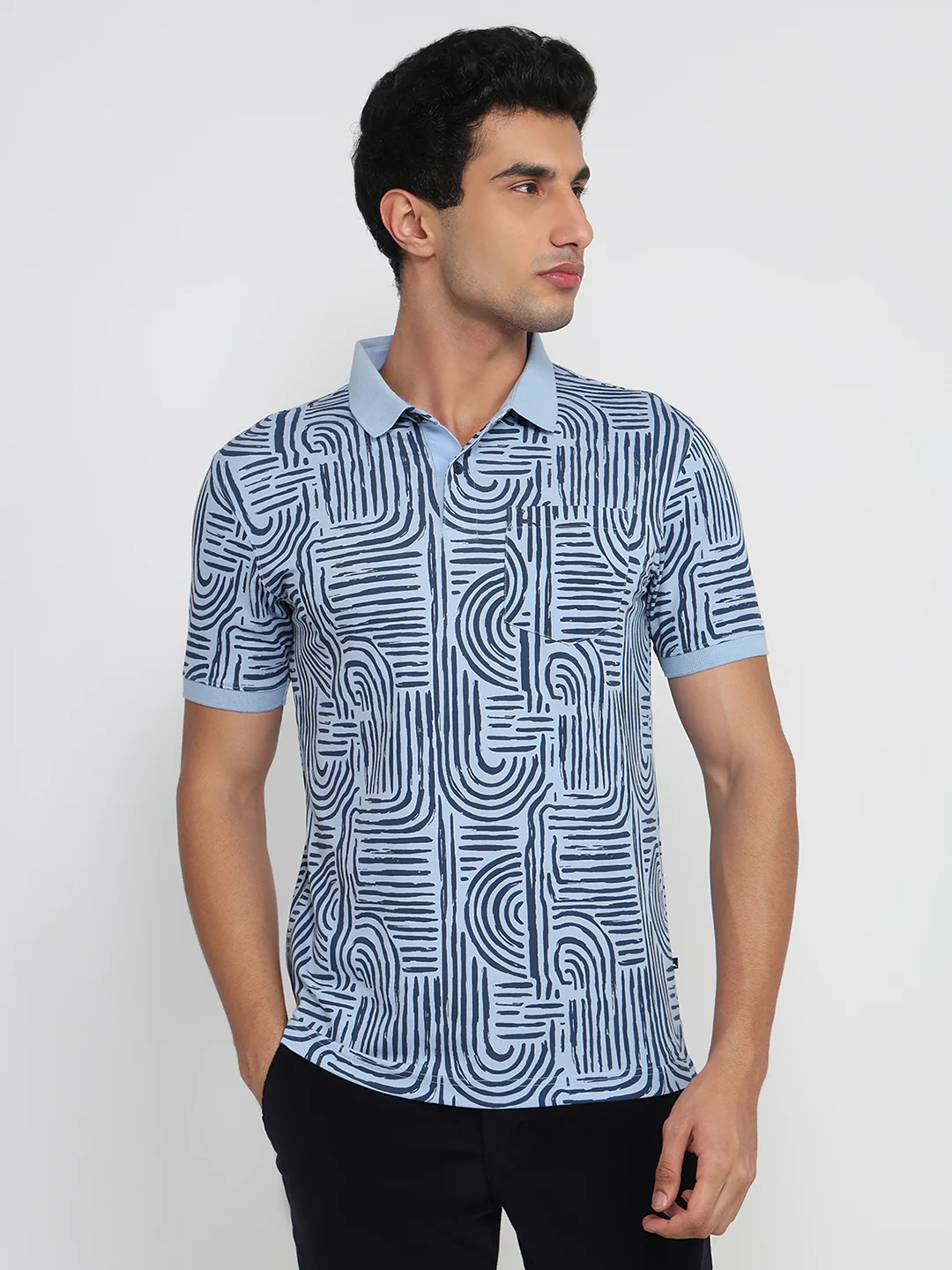 Parx Men Blue Print Regular Fit Rayon Blend T-shirt