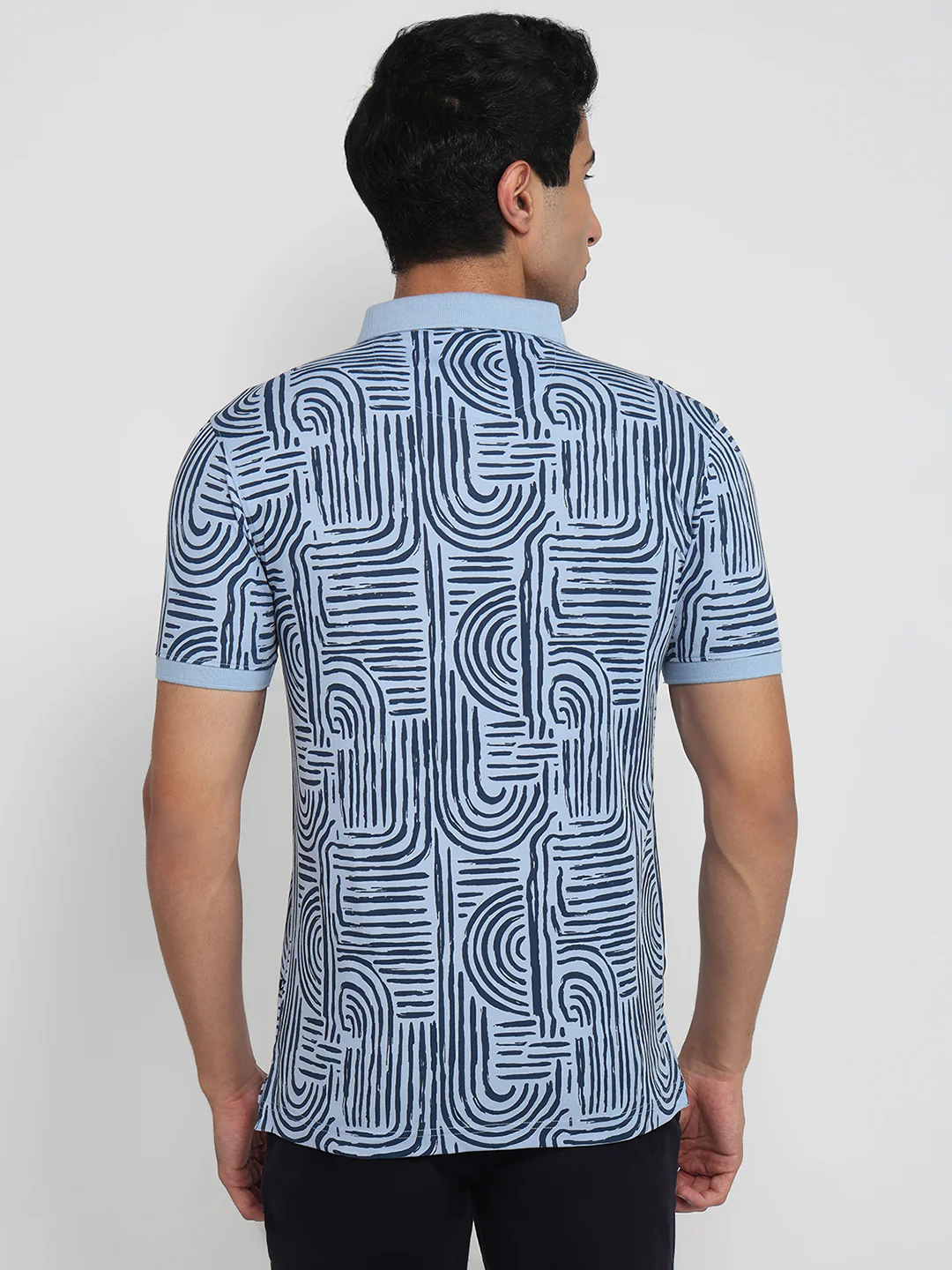 Parx Men Blue Print Regular Fit Rayon Blend T-shirt - Image 4