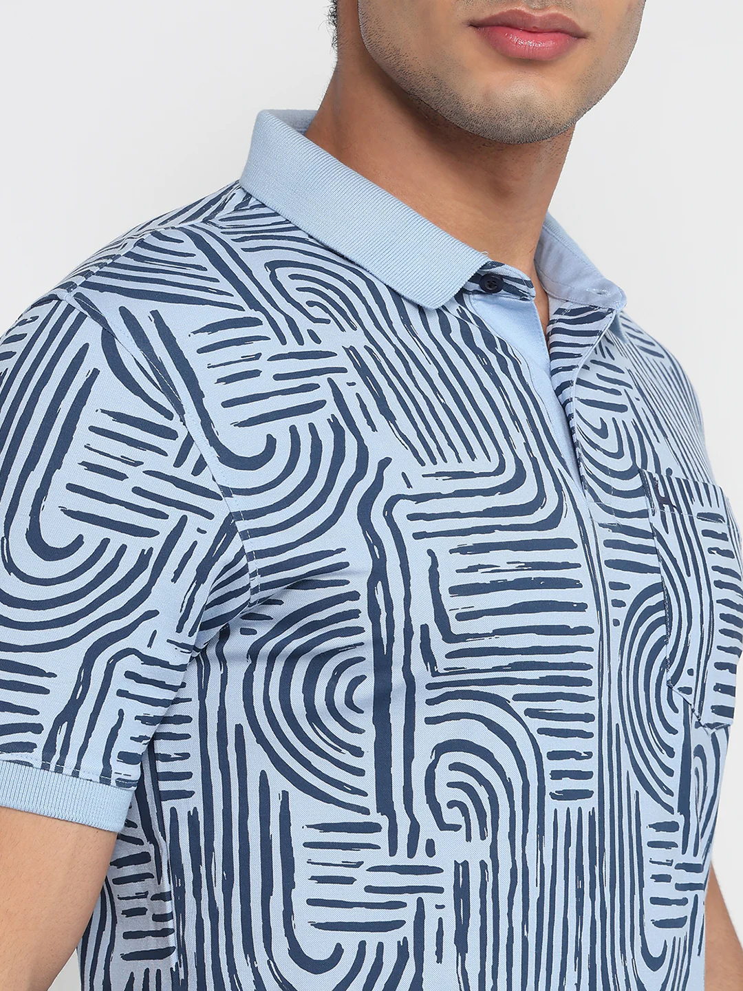 Parx Men Blue Print Regular Fit Rayon Blend T-shirt - Image 6