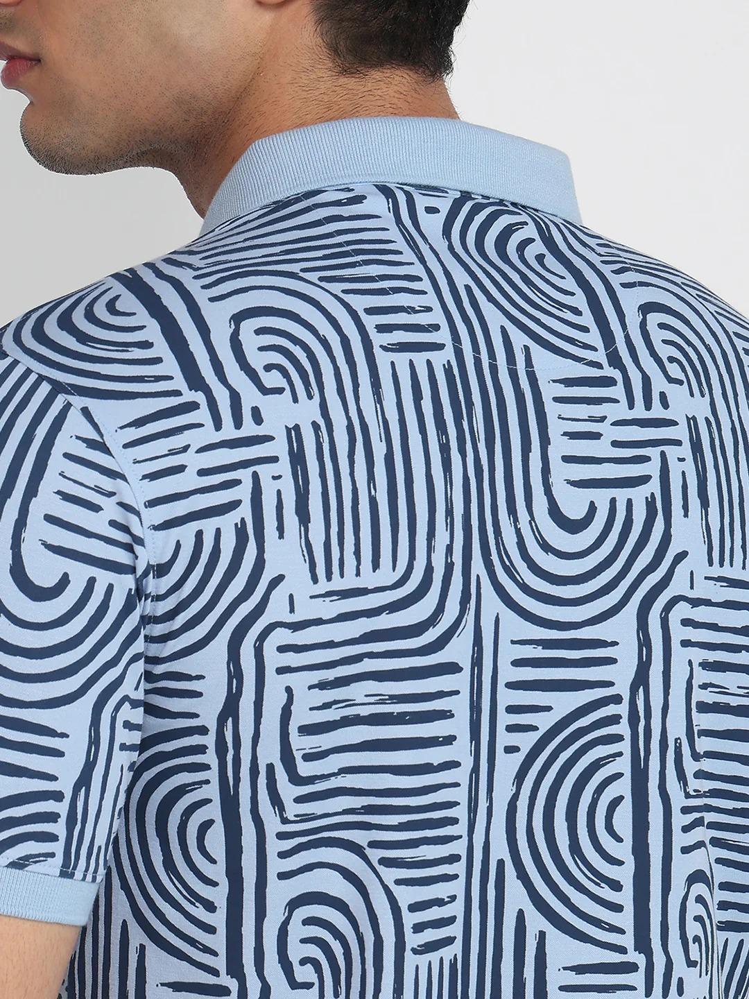 Parx Men Blue Print Regular Fit Rayon Blend T-shirt - Image 7
