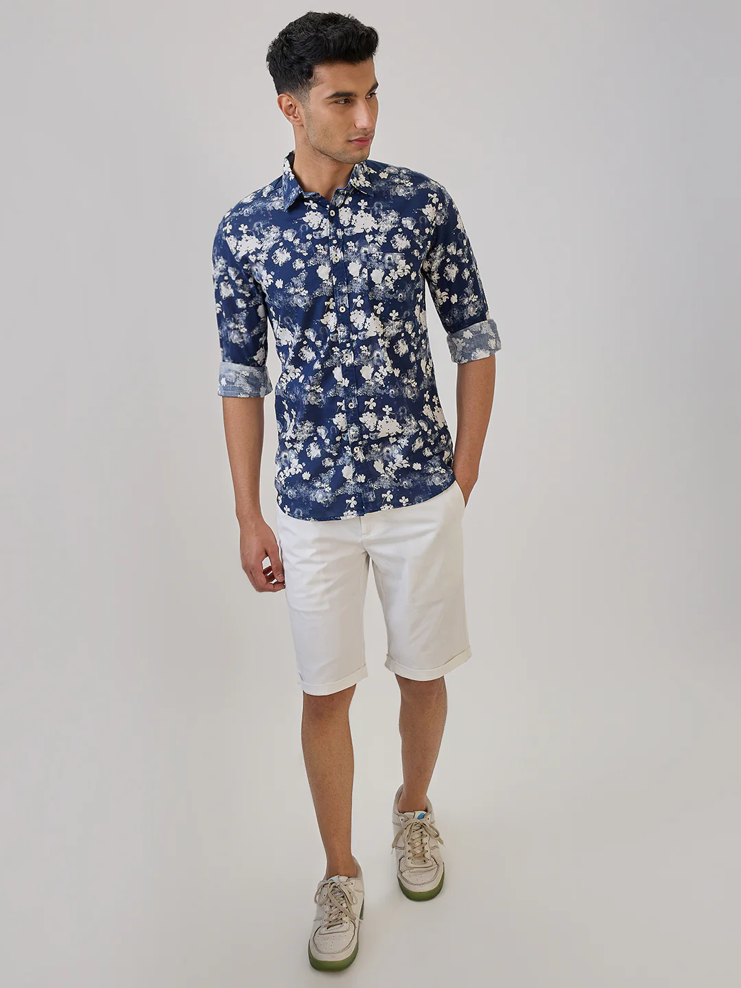 Parx Men Blue Print Slim Fit Cotton Casual Shirt - Image 6