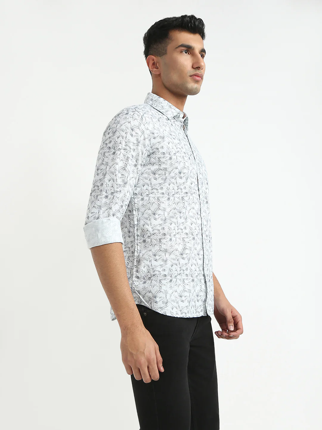 Parx Men Blue Print Slim Fit Cotton Casual Shirt - Image 2