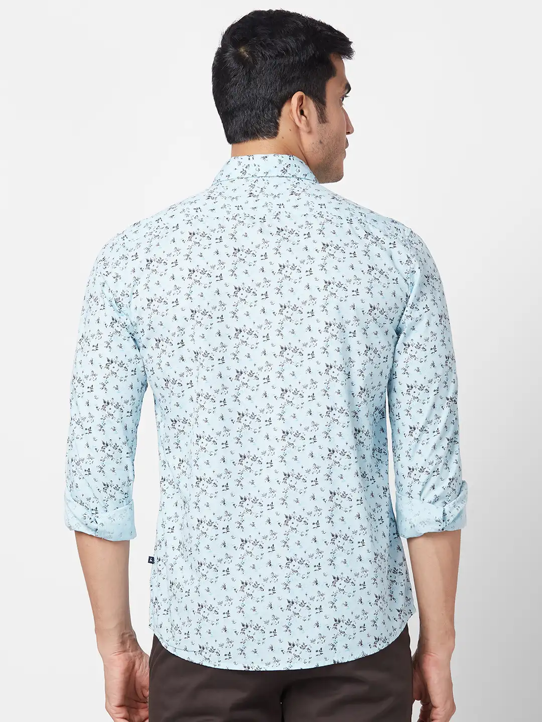Parx Men Blue Print Slim Fit Cotton Full Sleeve Cutaway Collar Shirt - Image 4
