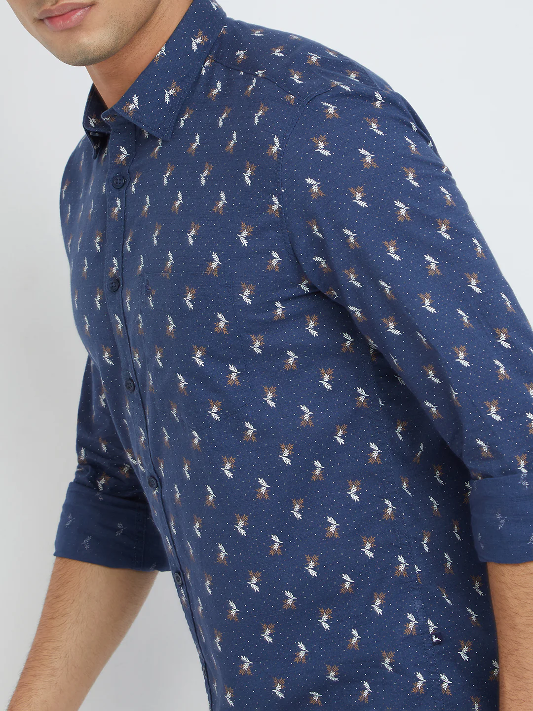 Parx Men Blue Print Slim Fit Cotton Full Sleeve Shirts - Image 6