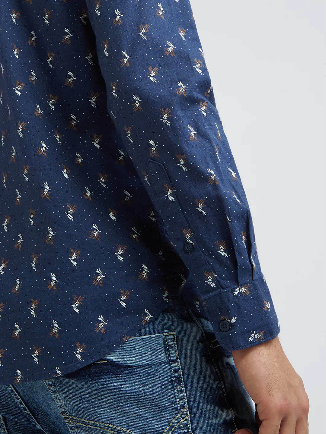 Parx Men Blue Print Slim Fit Cotton Full Sleeve Shirts - Image 7