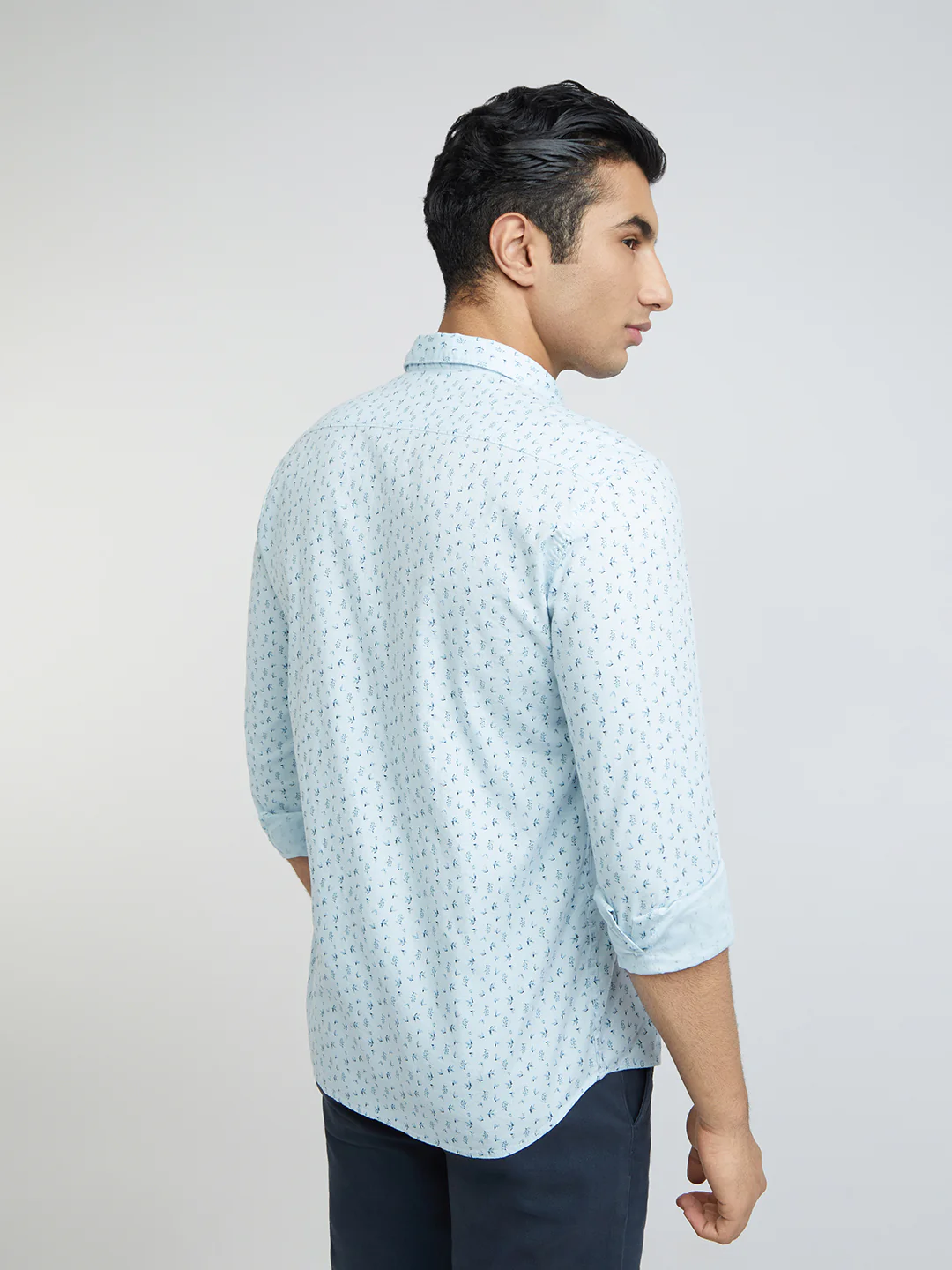 Parx Men Blue Print Slim Fit Cotton Full Sleeve Shirts - Image 4