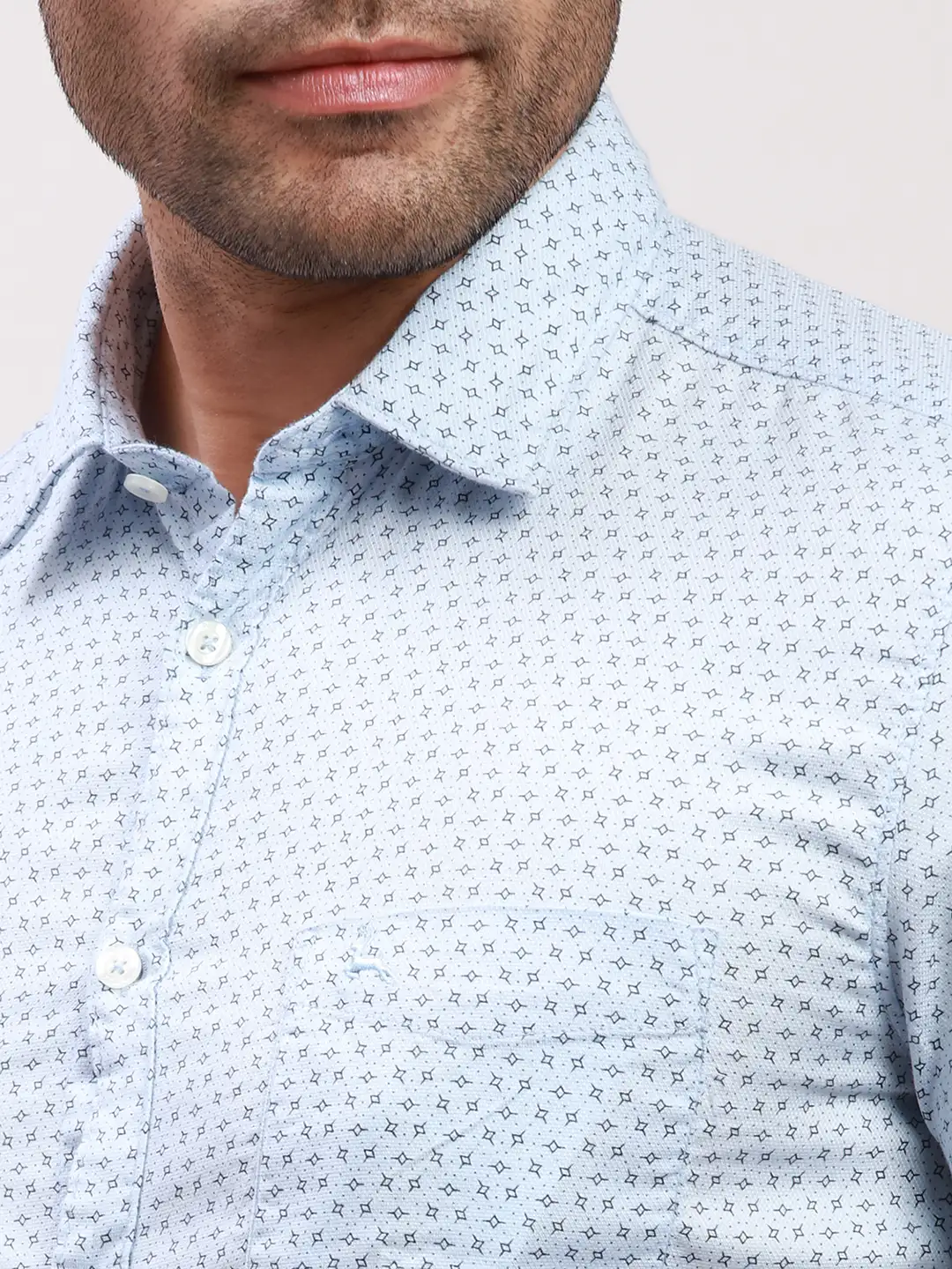 Parx Men Blue Print Slim Fit Cotton Full Sleeve Shirts - Image 6