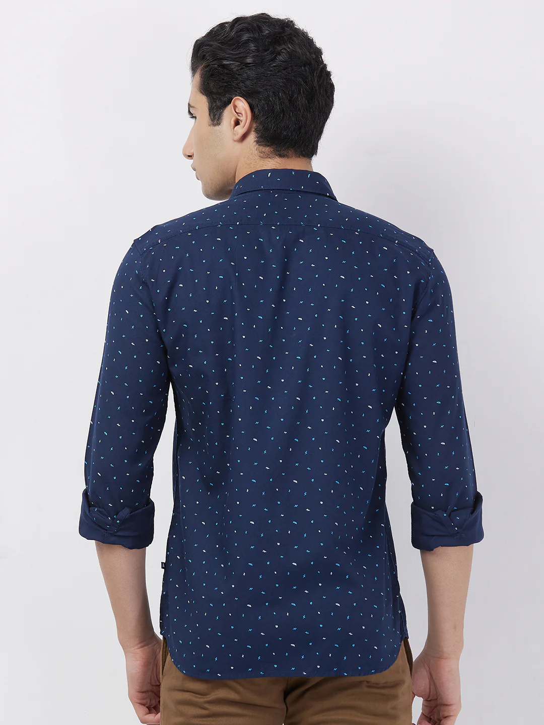 Parx Men Blue Print Slim Fit Cotton Shirt - Image 4