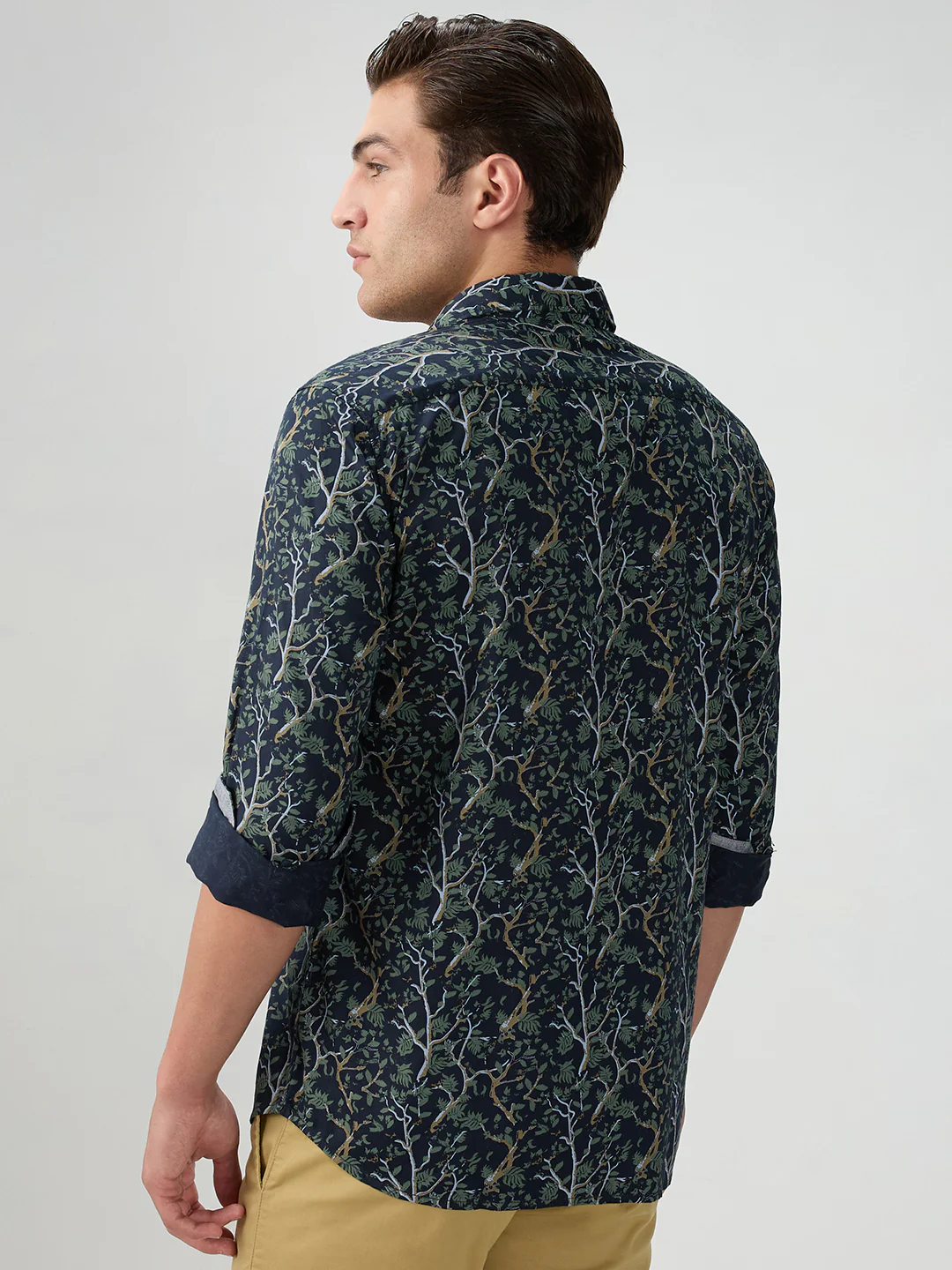 Parx Men Blue Print Slim Fit Cotton Shirt - Image 4