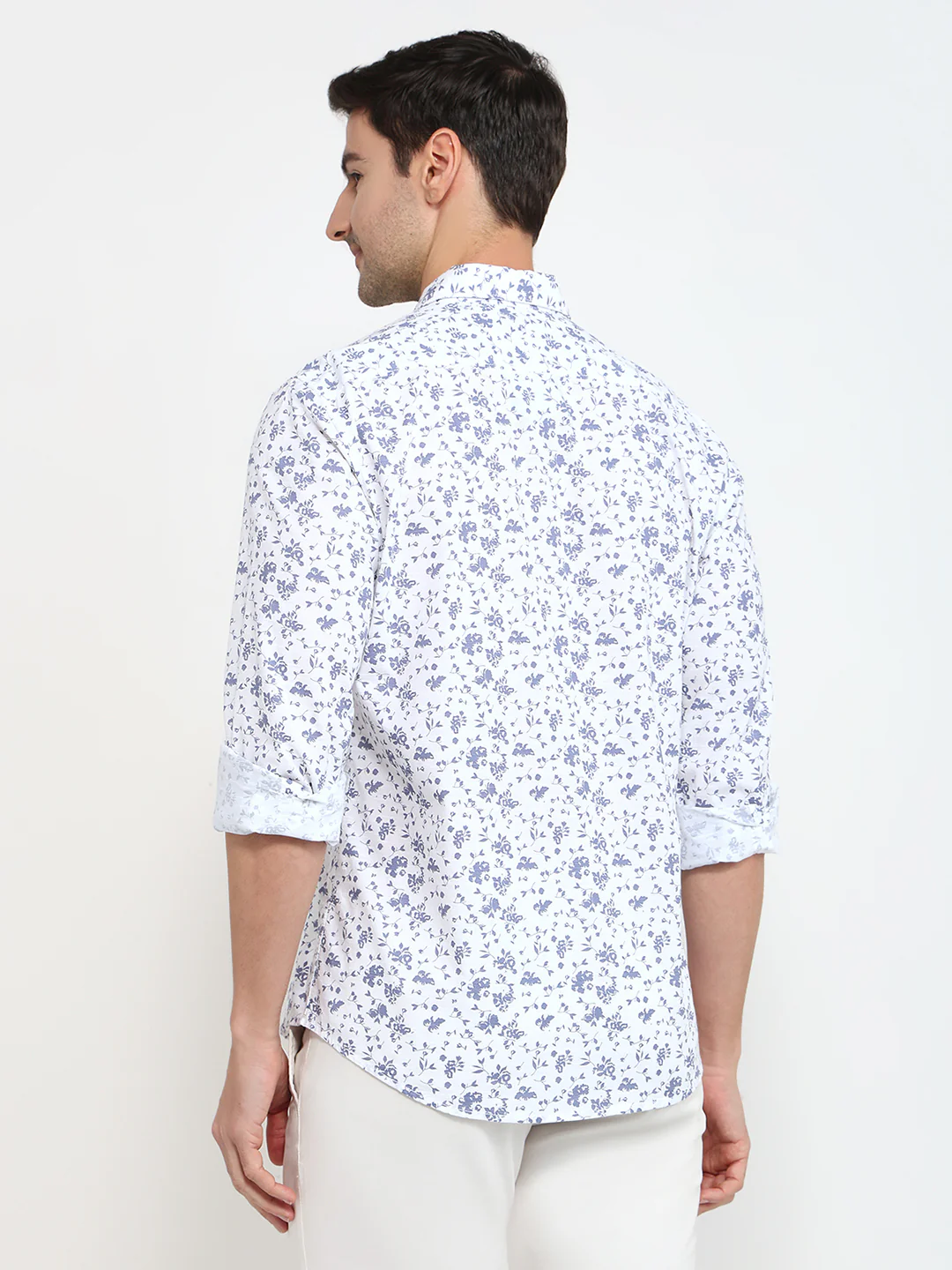 Parx Men Blue Print Slim Fit Cotton Shirt - Image 4