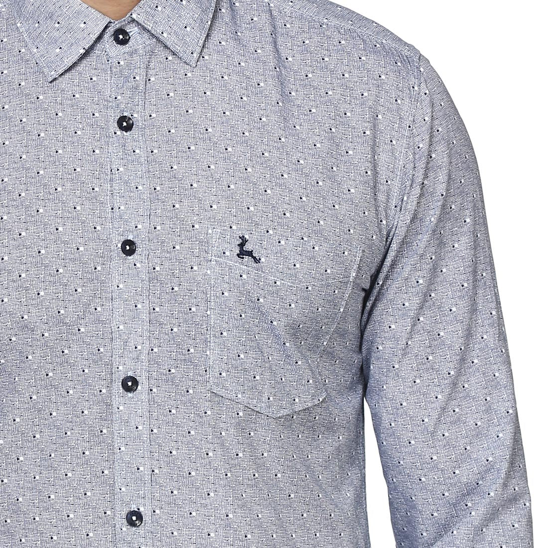 Parx Men Blue Print Slim Fit Polyester Blend Full Sleeve Shirt - Image 5