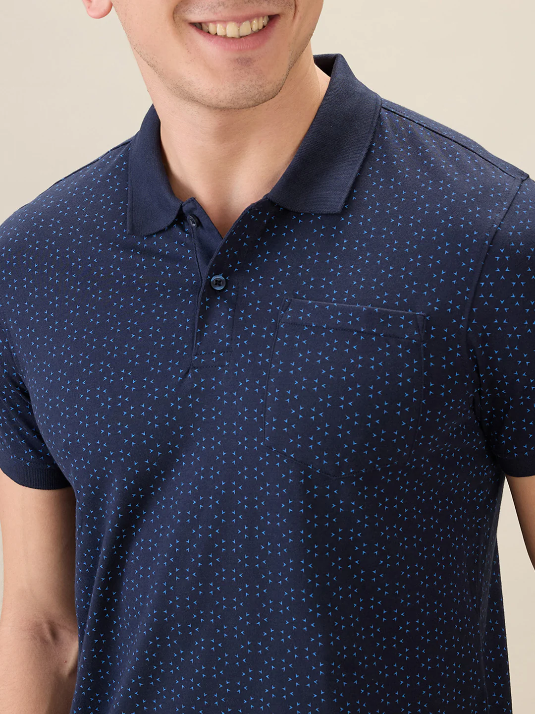 Parx Men Blue Printed Regular Fit Cotton Blend Half Sleeve T-Shirt - Image 6