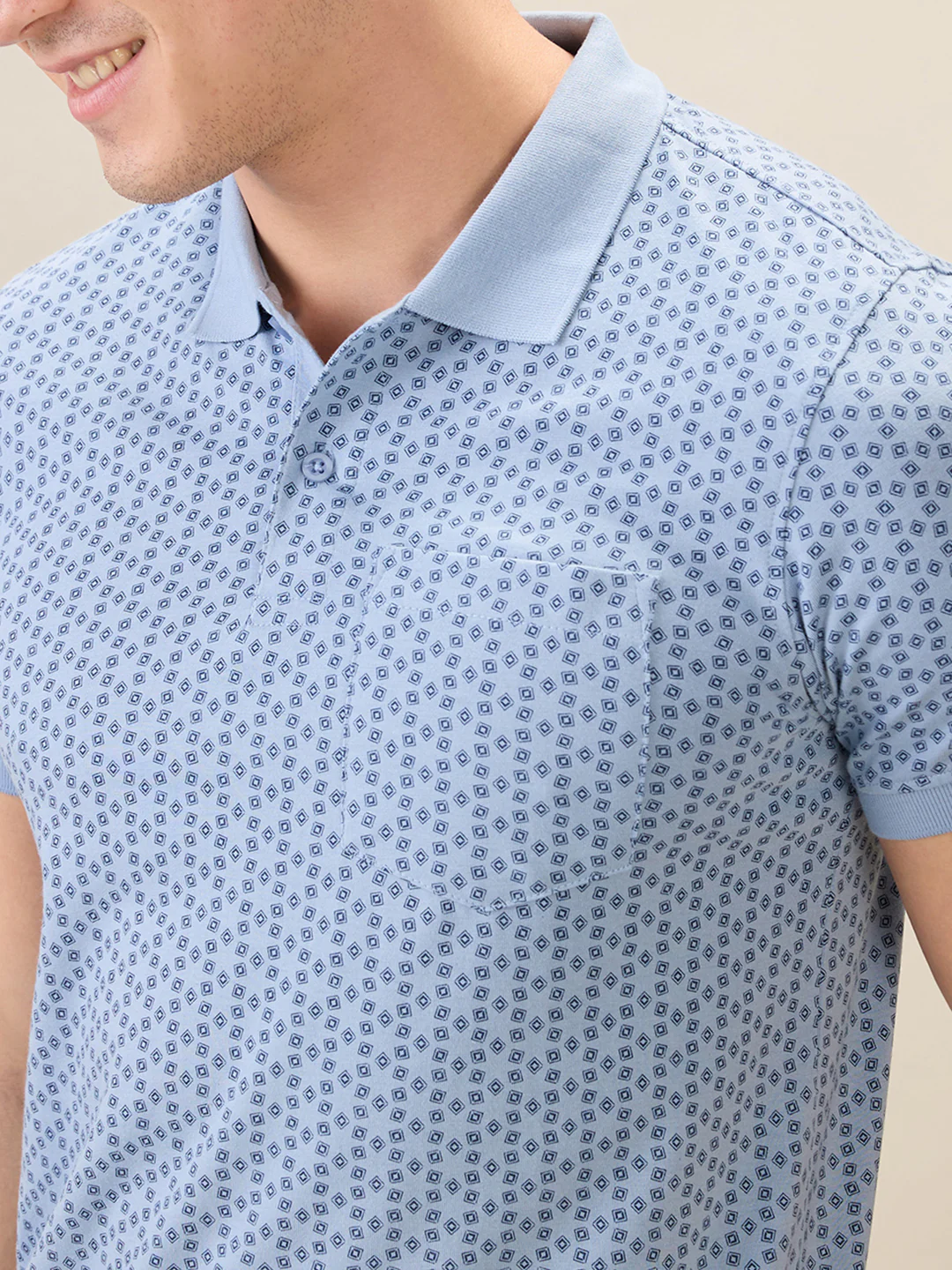 Parx Men Blue Printed Regular Fit Cotton Blend Half Sleeve T-Shirt - Image 6