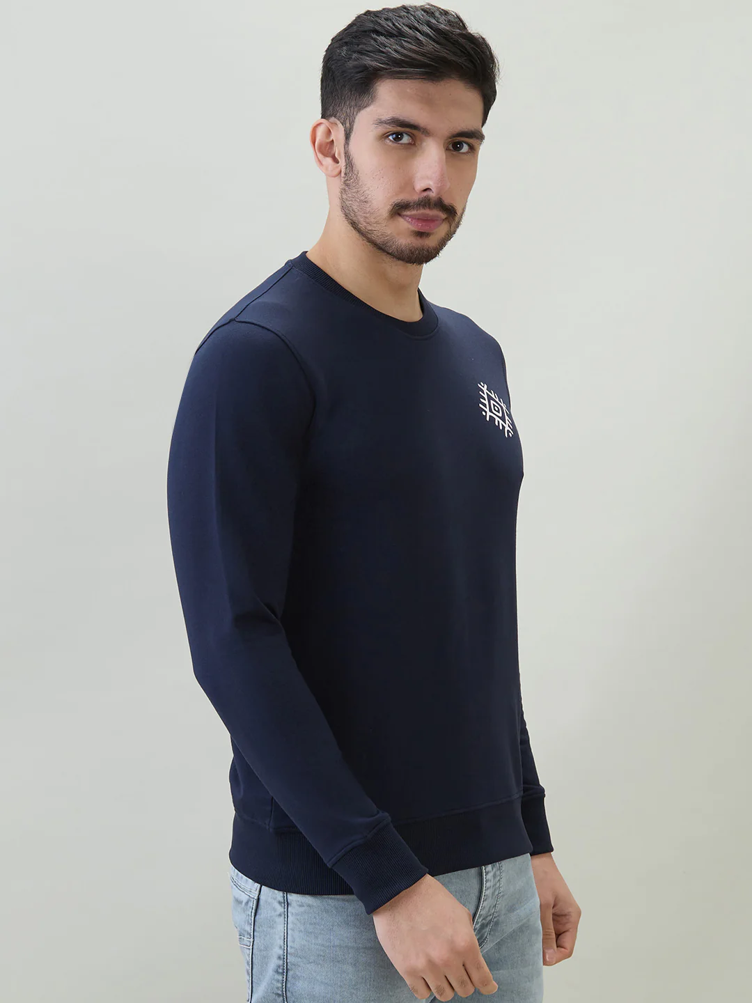 Parx Men Blue Printed Regular Fit Cotton Blend Sweatshirt - Image 2