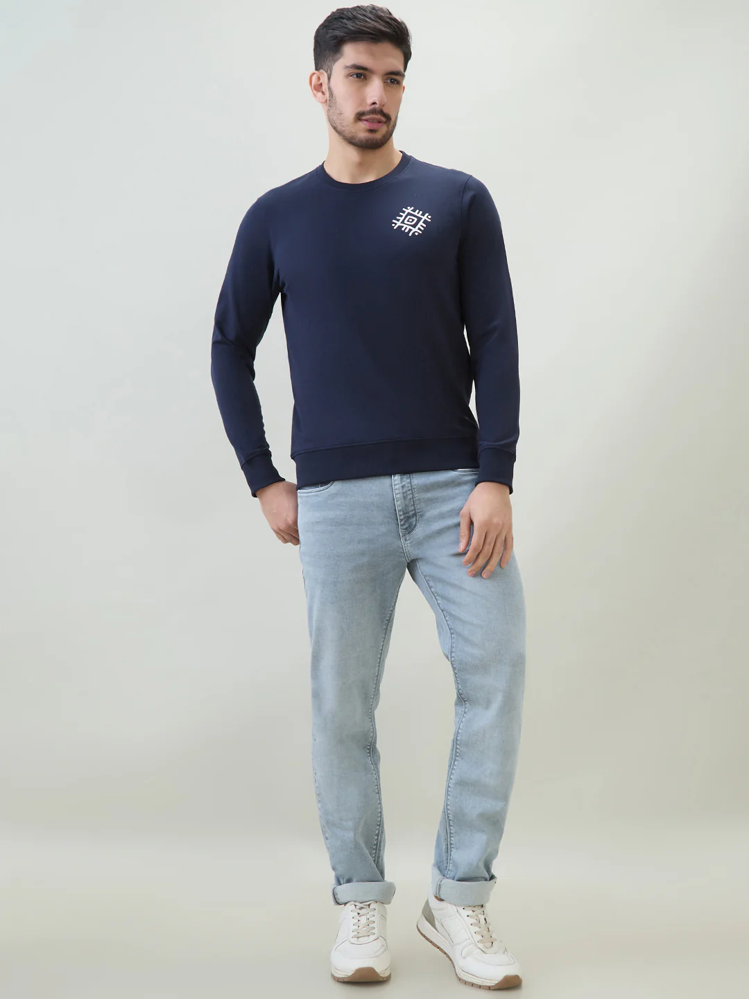 Parx Men Blue Printed Regular Fit Cotton Blend Sweatshirt - Image 5