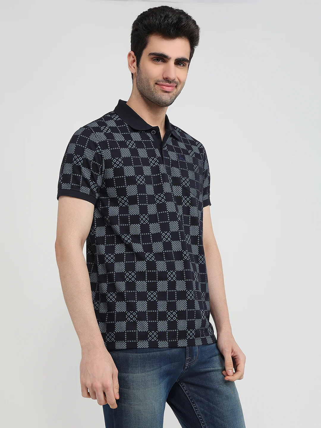 Parx Men Blue Printed Regular Fit Cotton Blend T-Shirt - Image 3