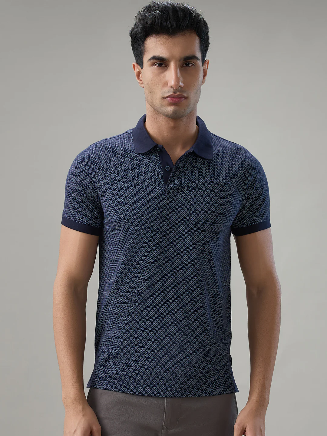 Parx Men Blue Printed Regular Fit Cotton Blend T-Shirt