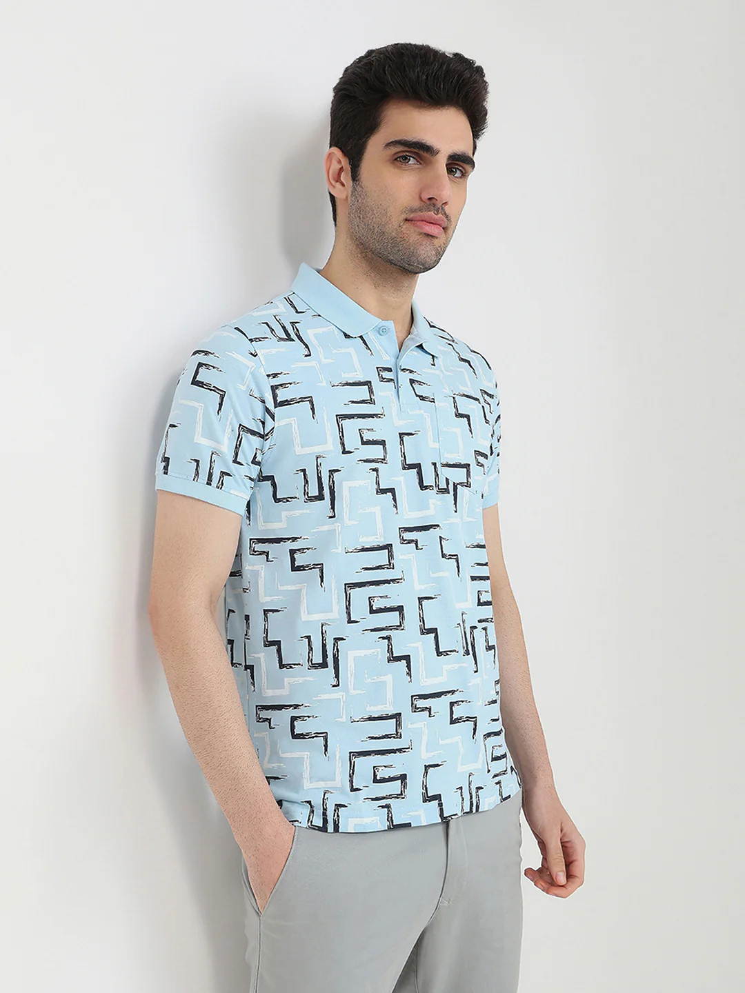 Parx Men Blue Printed Regular Fit Cotton Blend T-Shirt - Image 3