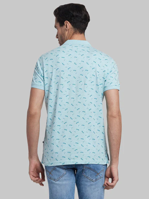 Parx Men Blue Printed Regular Fit Cotton T-Shirt - Image 4