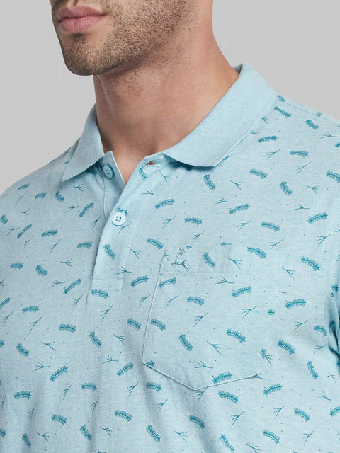 Parx Men Blue Printed Regular Fit Cotton T-Shirt - Image 6