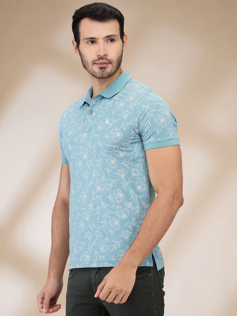 Parx Men Blue Printed Regular Fit Rayon Blend T-Shirt - Image 3