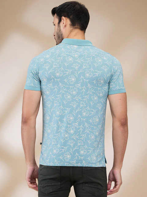 Parx Men Blue Printed Regular Fit Rayon Blend T-Shirt - Image 4