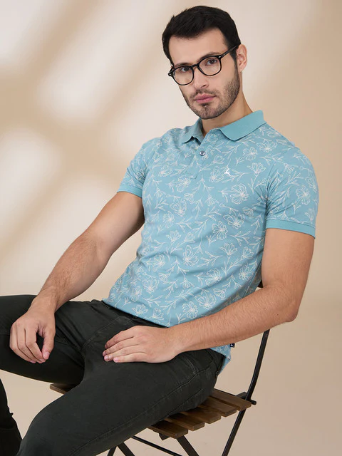 Parx Men Blue Printed Regular Fit Rayon Blend T-Shirt - Image 6