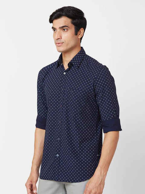 Parx Men Blue Slim Fit Printed Casual Shirt - Image 3