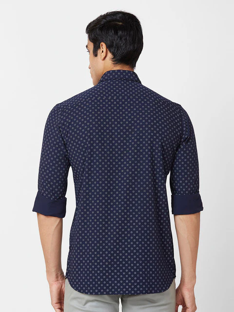 Parx Men Blue Slim Fit Printed Casual Shirt - Image 4